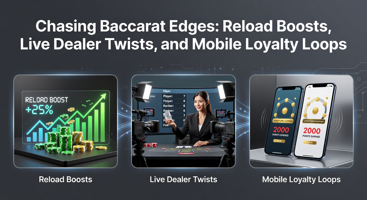 Digital display showing baccarat reload bonus offers alongside live dealer tables on a mobile screen, highlighting loyalty rewards