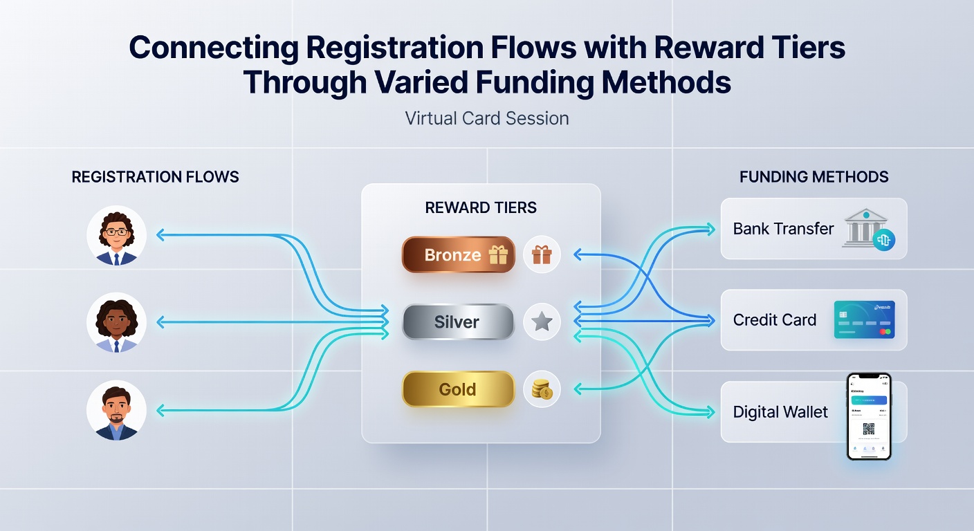 Dashboard displaying reward tiers connected to funding history in virtual sessions