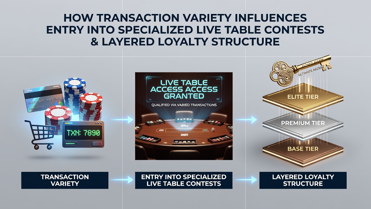 Illustration of layered loyalty tiers and mobile transaction flows in live baccarat environments