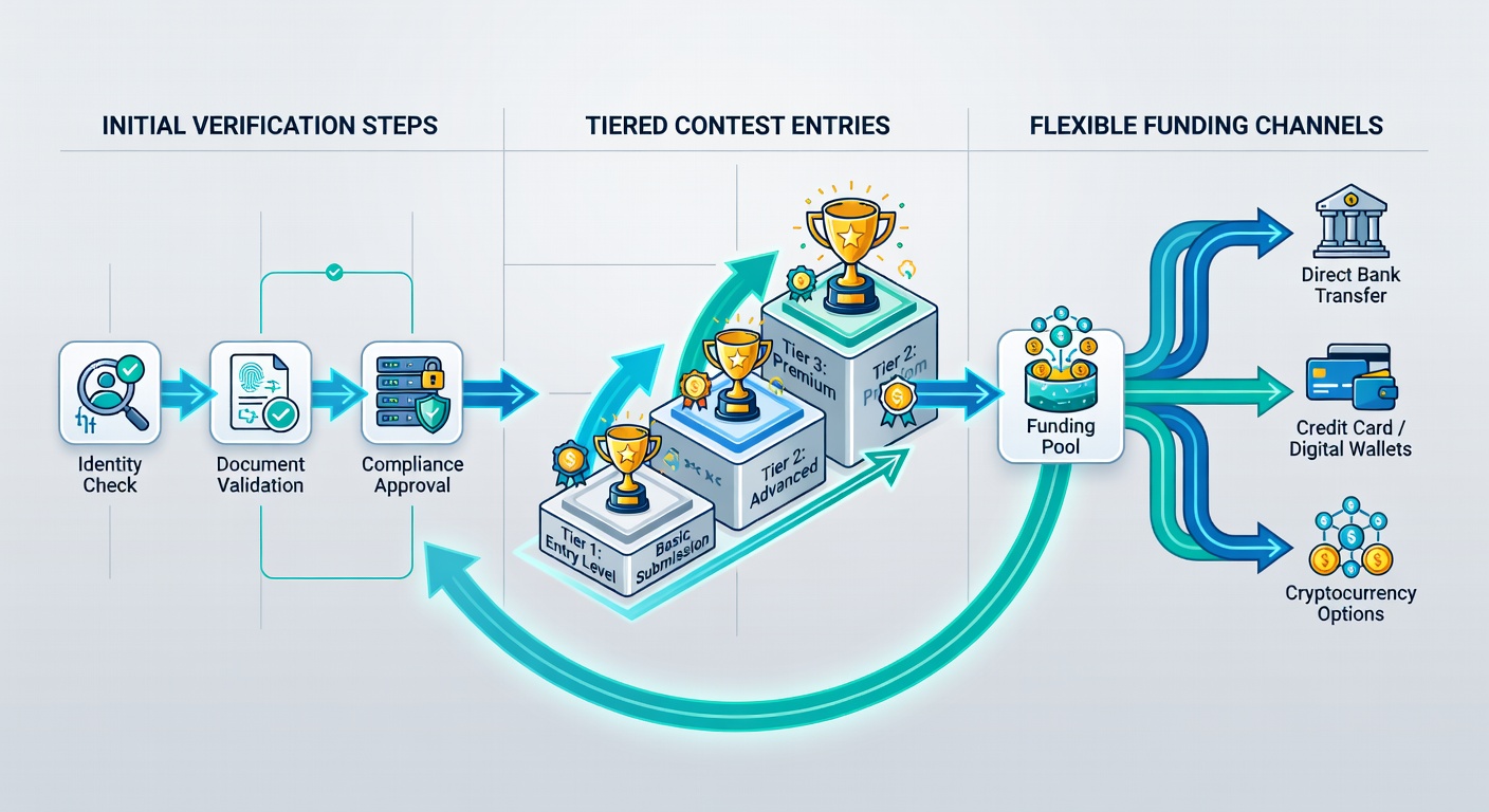 Tiered baccarat contest interface showing verified player entries funded through flexible channels