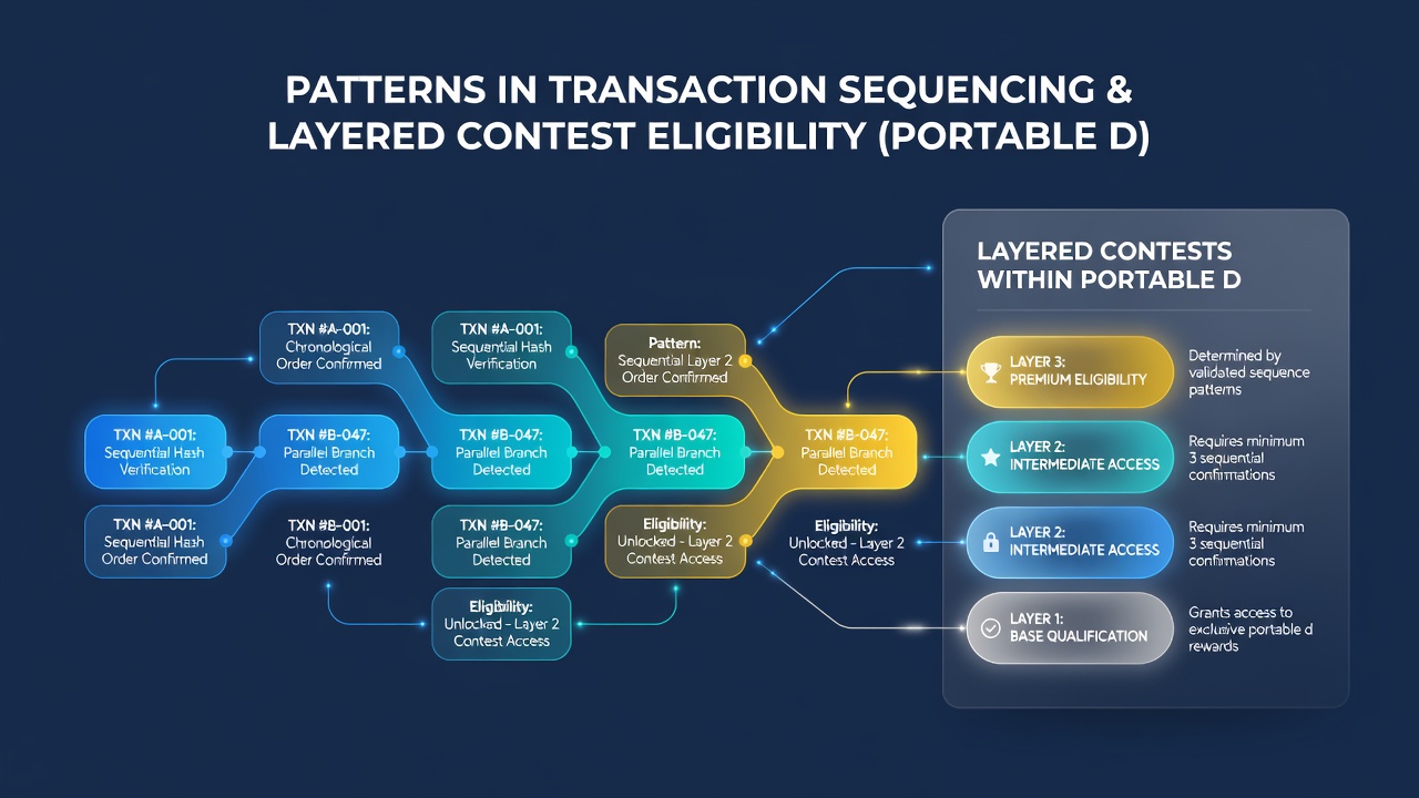 Flowchart illustrating layered contest eligibility determined by sequenced mobile transactions in dealer card environments