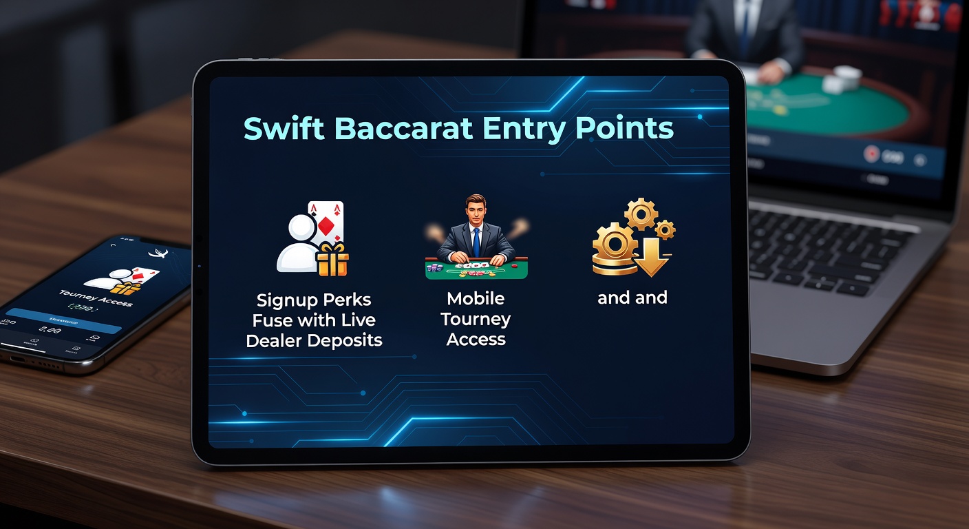 Mobile screen capturing baccarat tournament entry with live dealer feed and loyalty tier progress bar